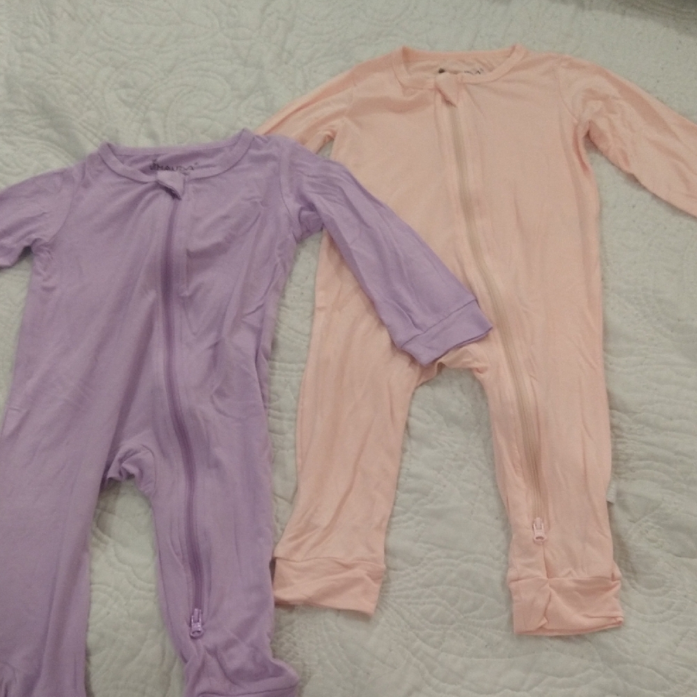 Kids One Piece Pajamas - Lavender and Peach By "Jimonda"